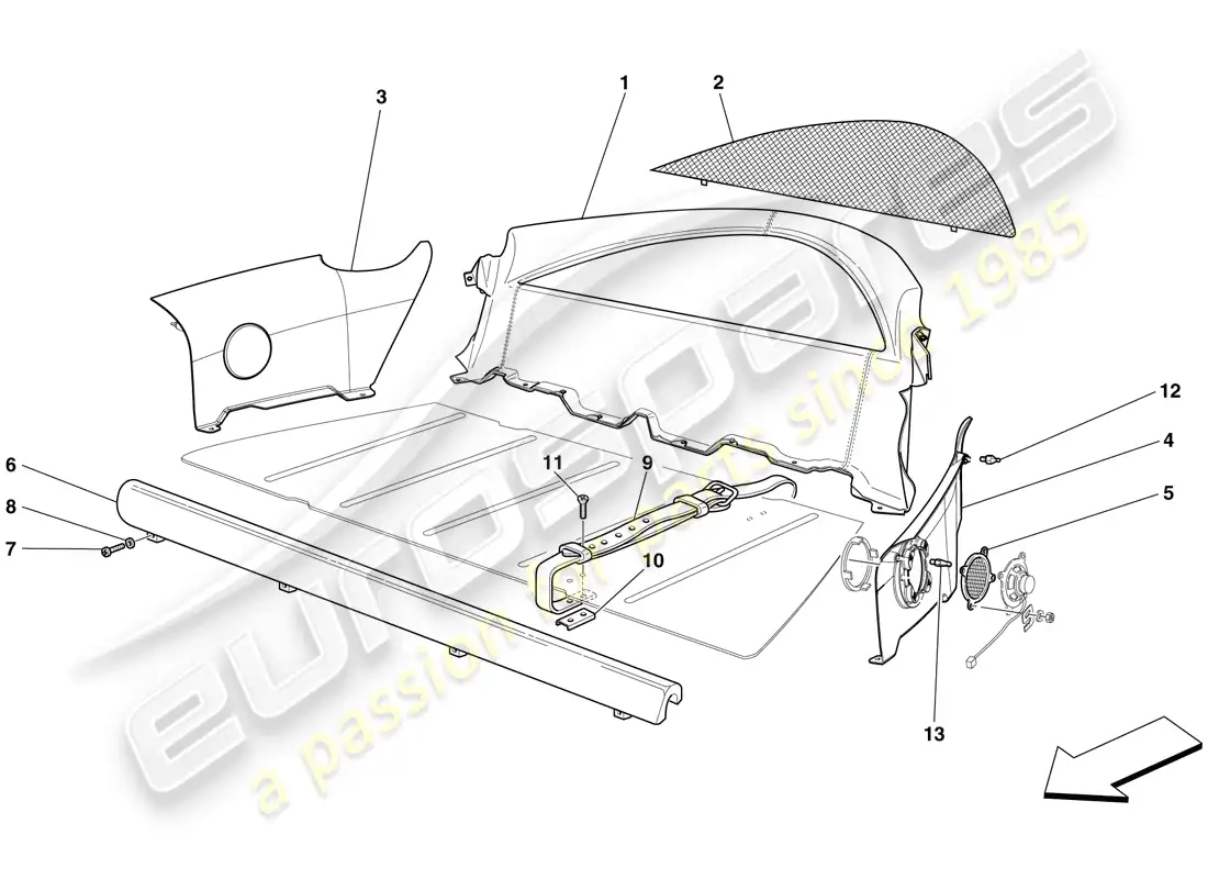 ferrari 599 gto (rhd) interior trim parts diagram