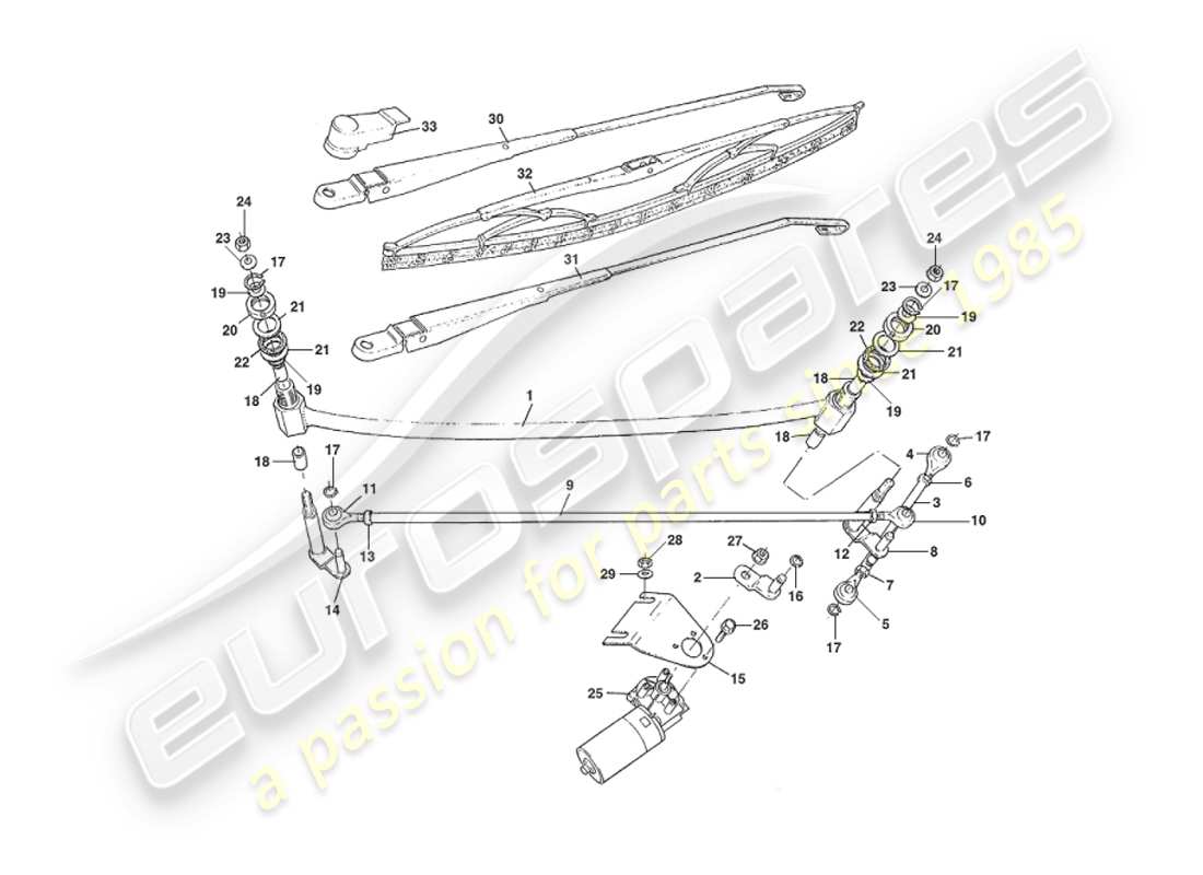 aston martin v8 virage (1999) windscreen wipers part diagram