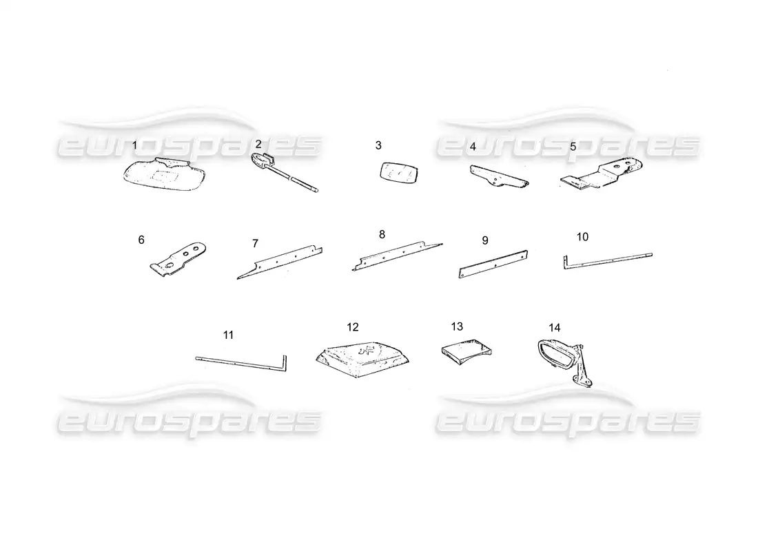 ferrari 250 gt (coachwork) fittings (continued) parts diagram