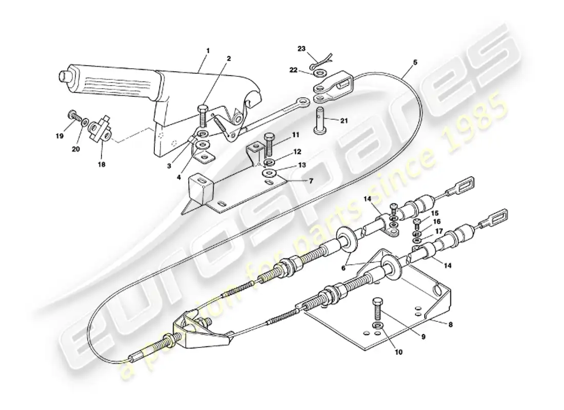 aston martin v8 volante (2000) handbrake parts diagram