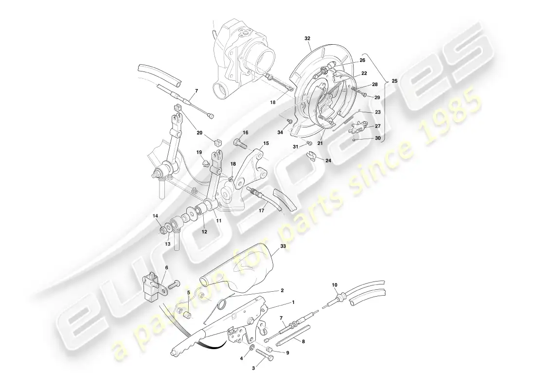 aston martin db7 vantage (1999) handbrake part diagram