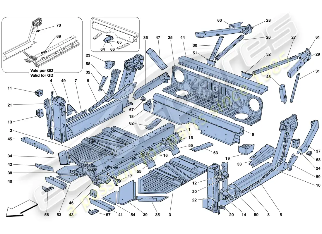 ferrari 488 spider (rhd) central elements and panels parts diagram
