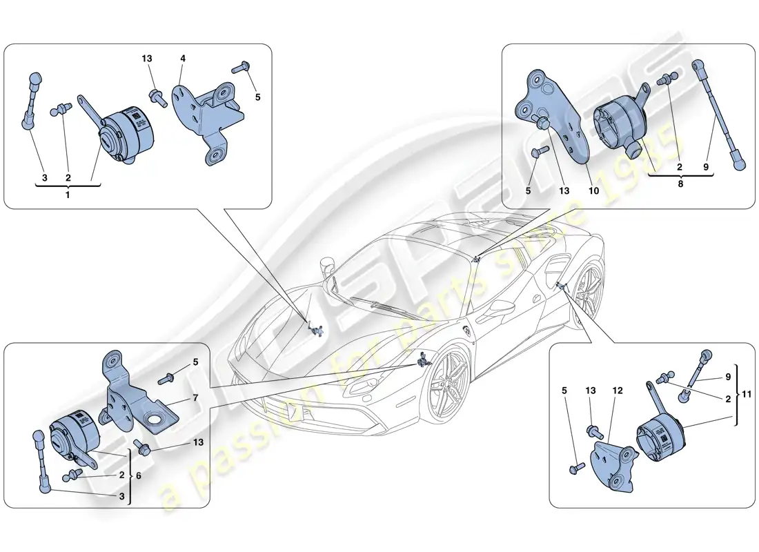 ferrari 488 spider (usa) electronic management (suspension) parts diagram