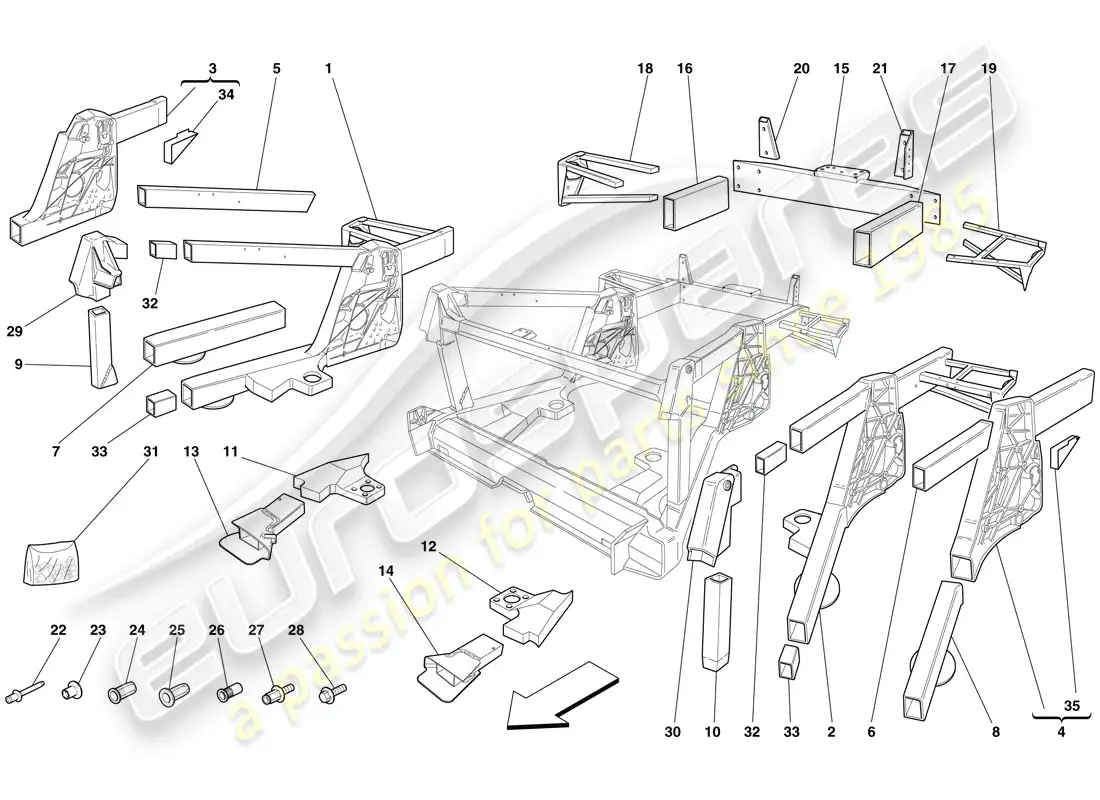 ferrari f430 spider (europe) chassis - rear element subassemblies parts diagram