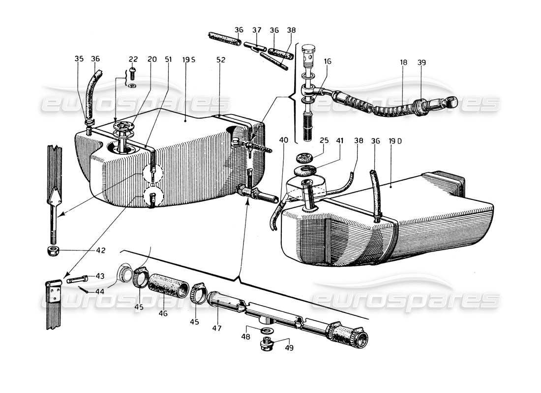 ferrari 275 gtb/gts 2 cam fuel tank - left hand drive models parts diagram