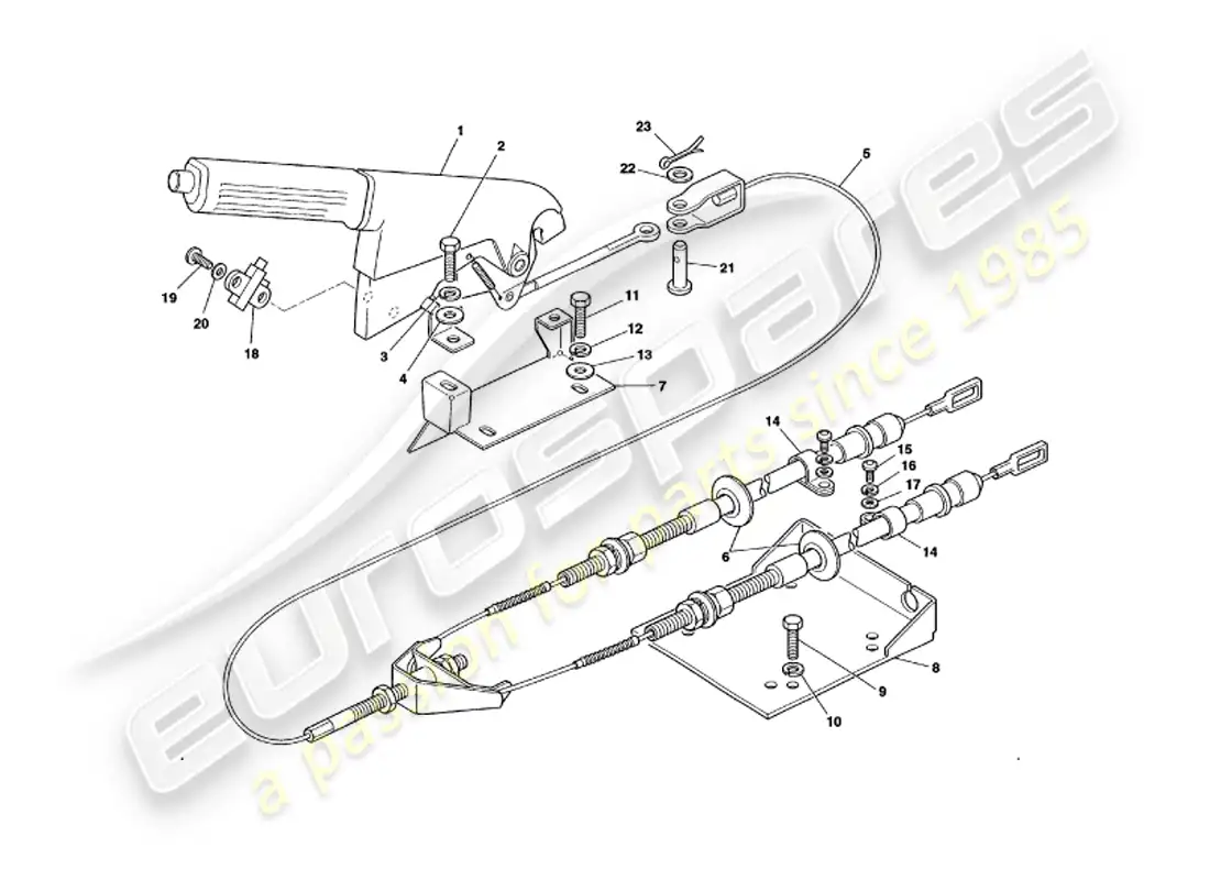 aston martin v8 volante (1998) handbrake parts diagram