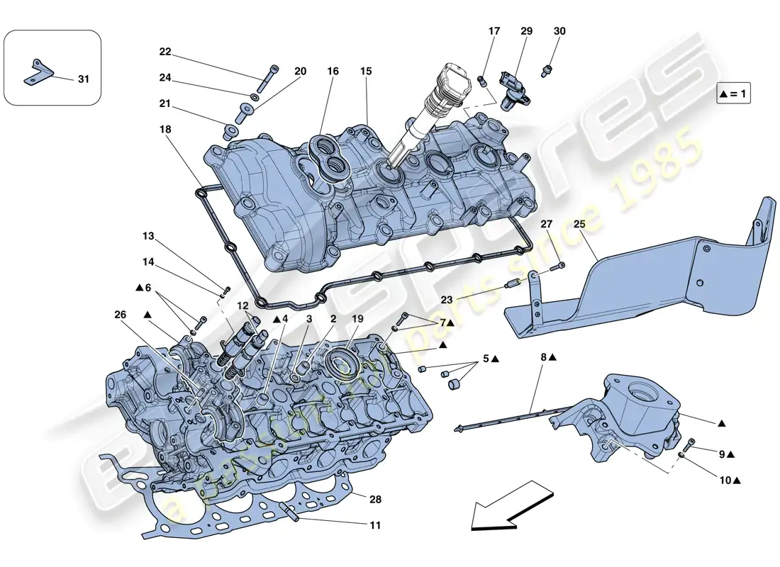ferrari 458 speciale (usa) left hand cylinder head parts diagram