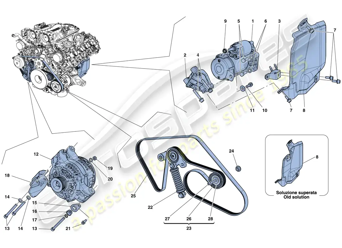 ferrari california t (rhd) alternator - starter motor parts diagram