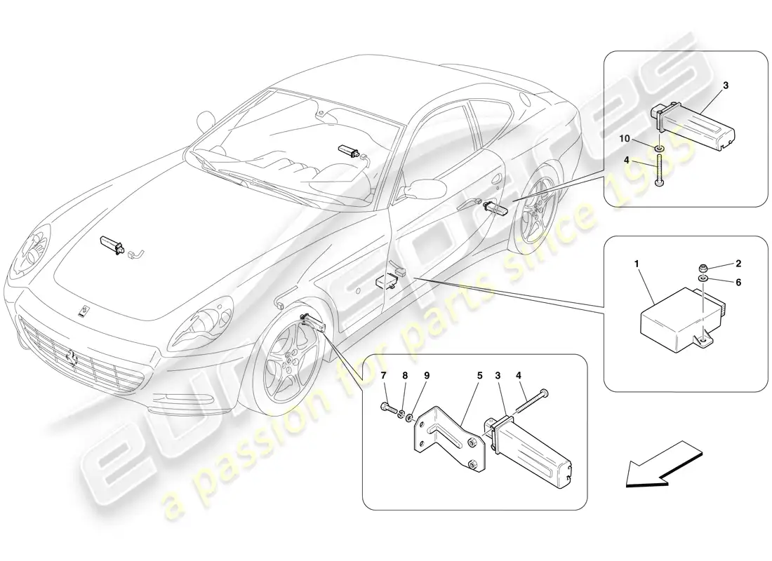 ferrari 612 scaglietti (europe) tyre pressure monitoring system parts diagram