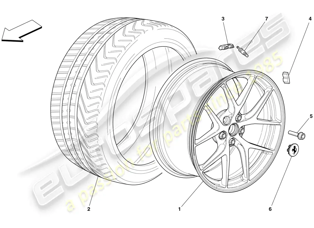 ferrari 599 gto (usa) wheels parts diagram