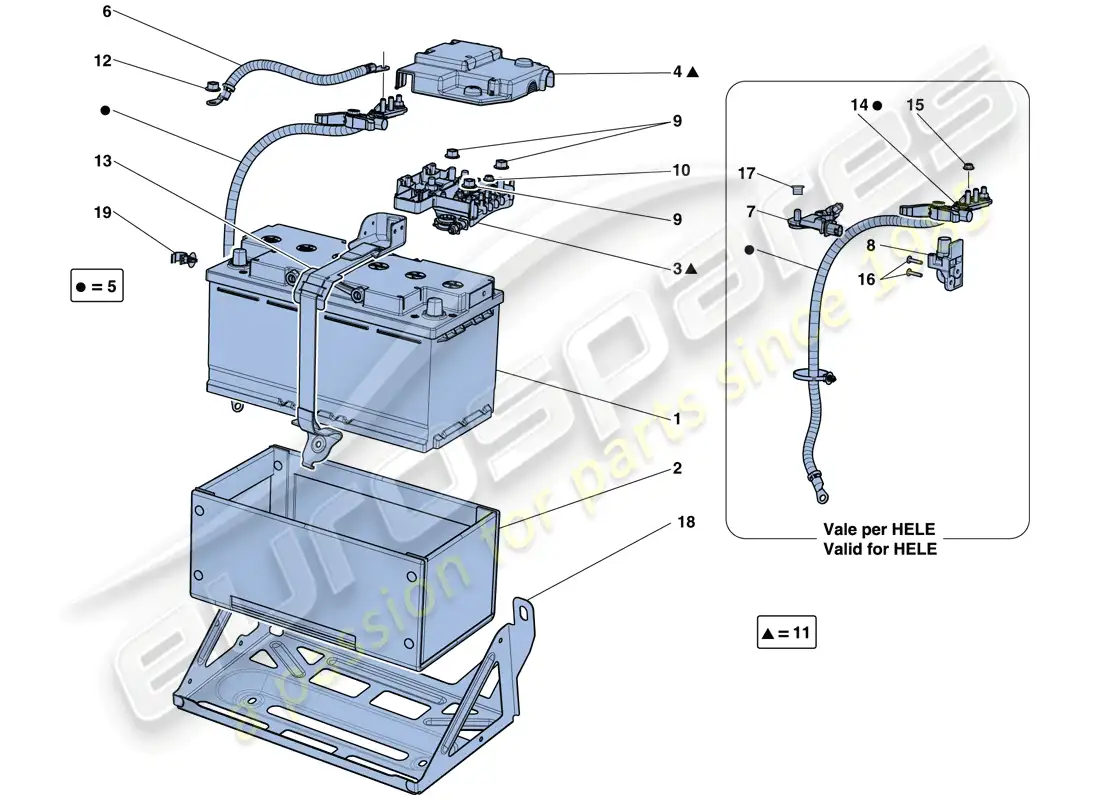 ferrari california t (rhd) battery parts diagram