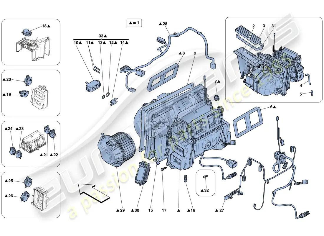 ferrari 458 speciale (europe) evaporator unit parts diagram