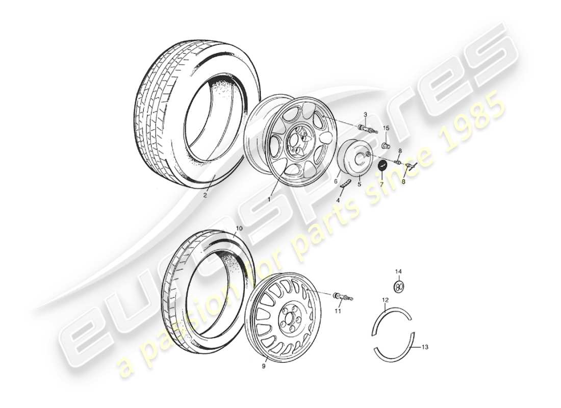 aston martin v8 virage (2000) wheels & tyres part diagram