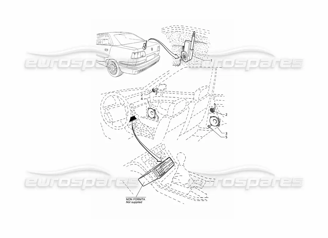 maserati qtp v8 (1998) audio system parts diagram
