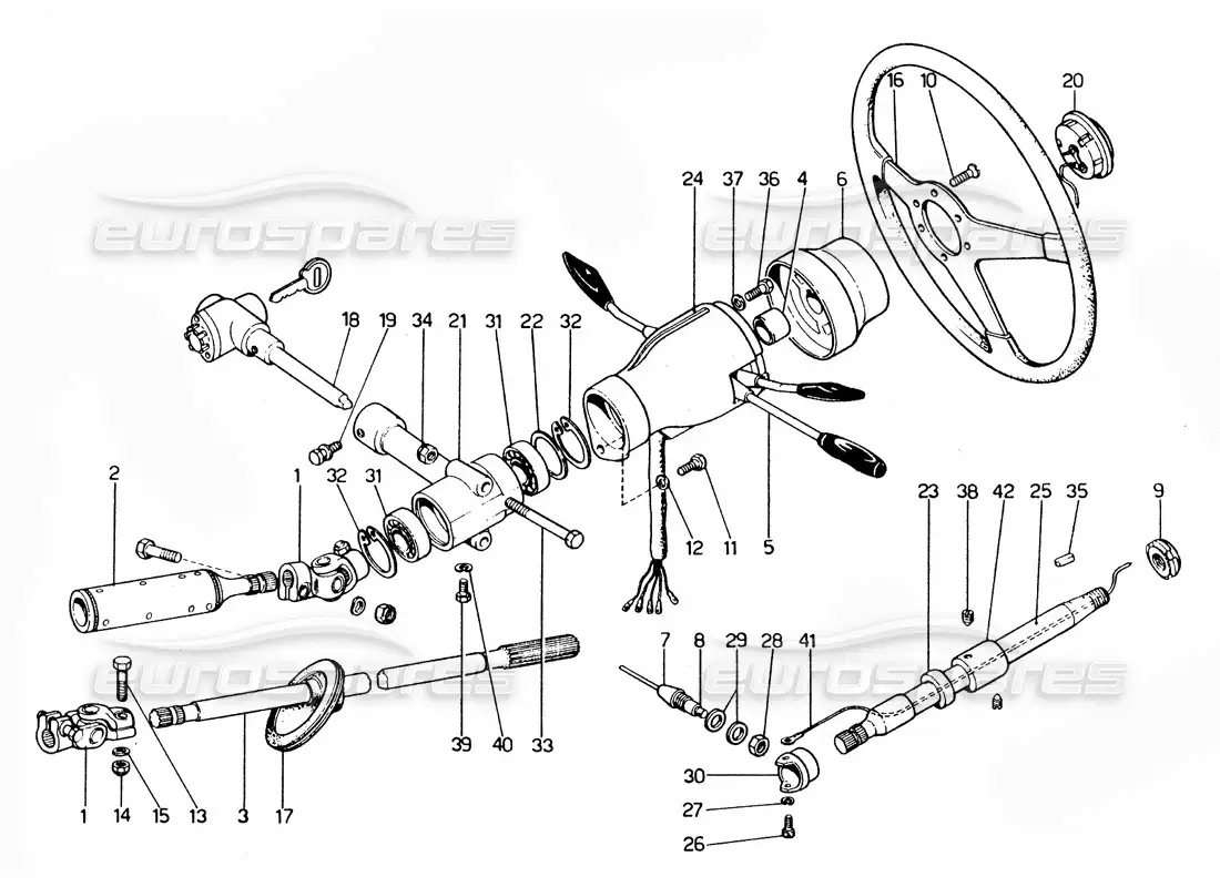 ferrari 365 gtc4 (mechanical) steering colume - revision parts diagram