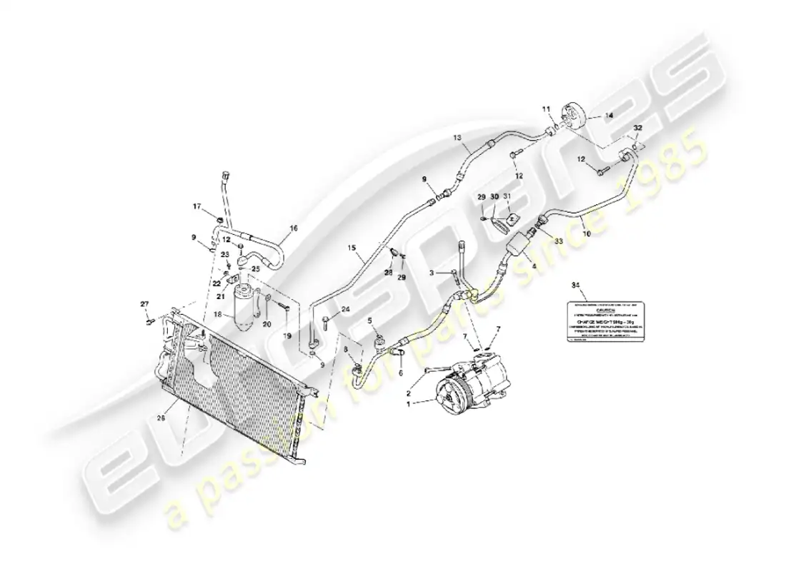 aston martin vanquish (2004) engine compartment installation parts diagram