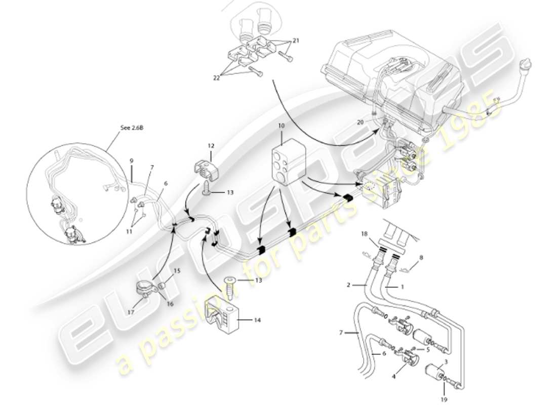 aston martin vanquish (2001) fuel pipes parts diagram