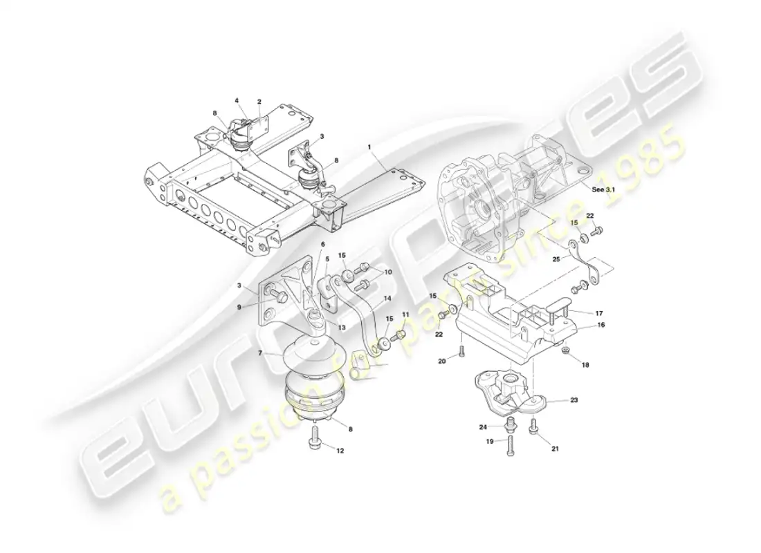 aston martin vanquish (2006) engine mountings parts diagram
