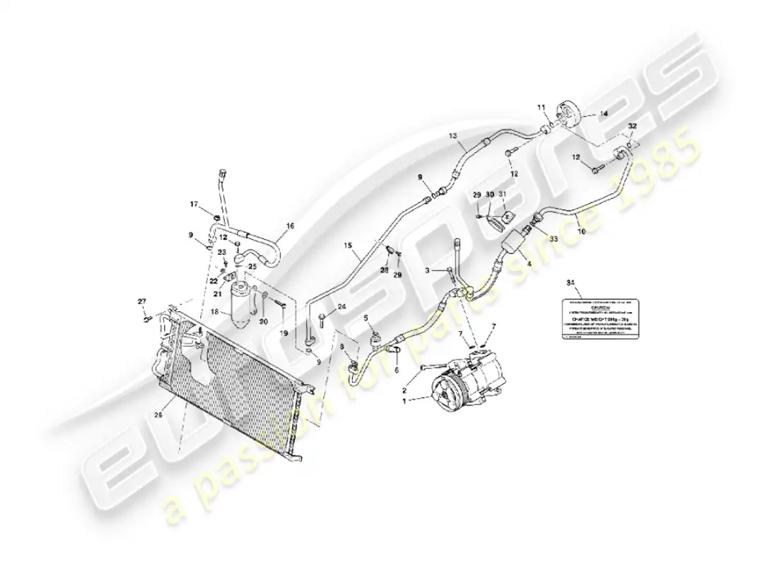 aston martin vanquish (2006) engine compartment installation parts diagram