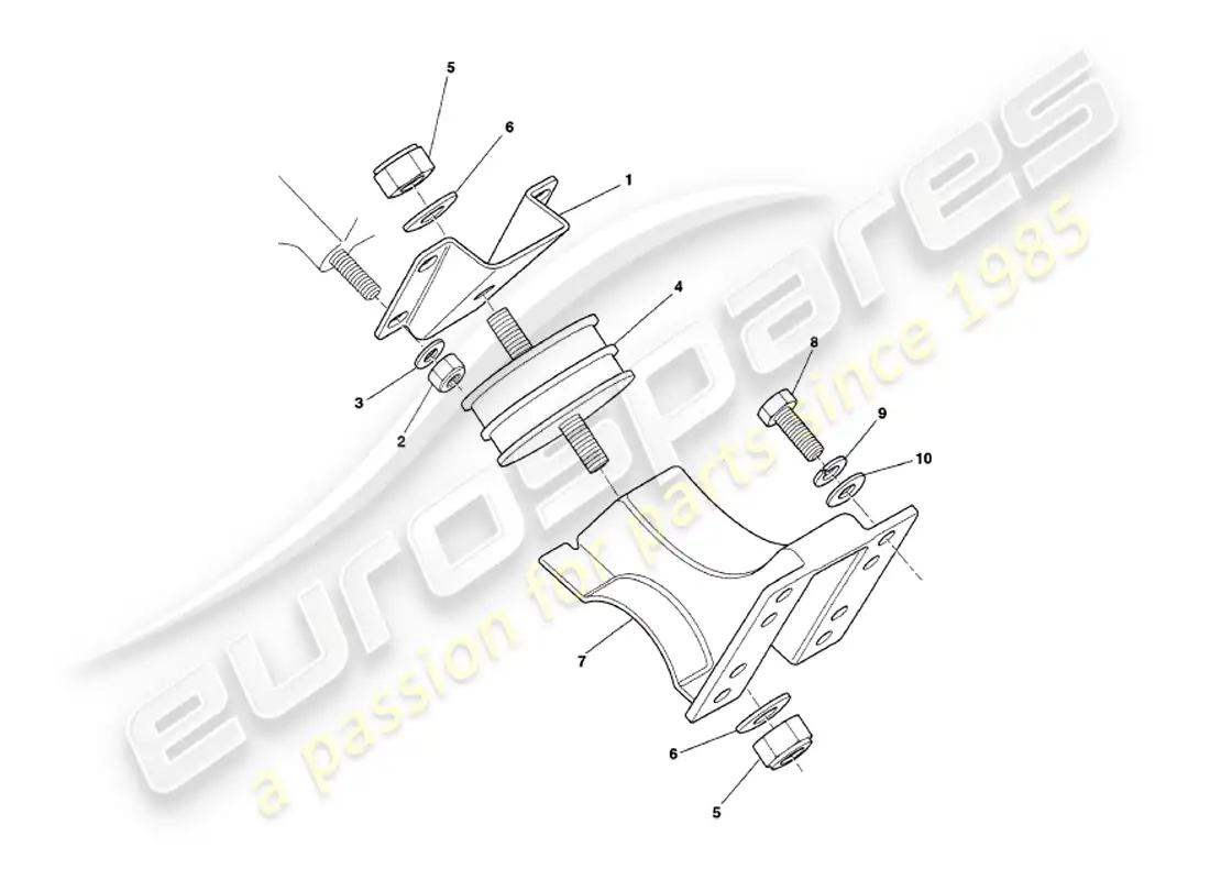 aston martin v8 volante (1998) engine mountings parts diagram