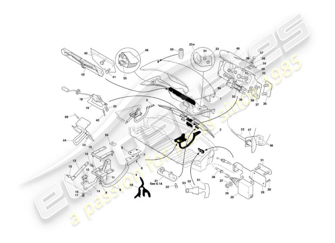 aston martin vanquish (2006) trunk lid part diagram