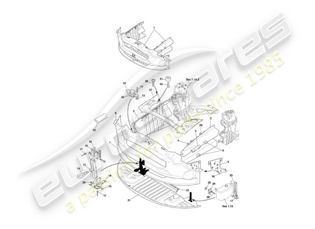 aston martin vanquish (2006) front impact structure part diagram