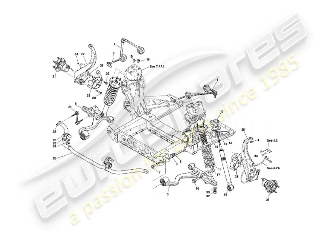 aston martin vanquish (2006) front suspension parts diagram