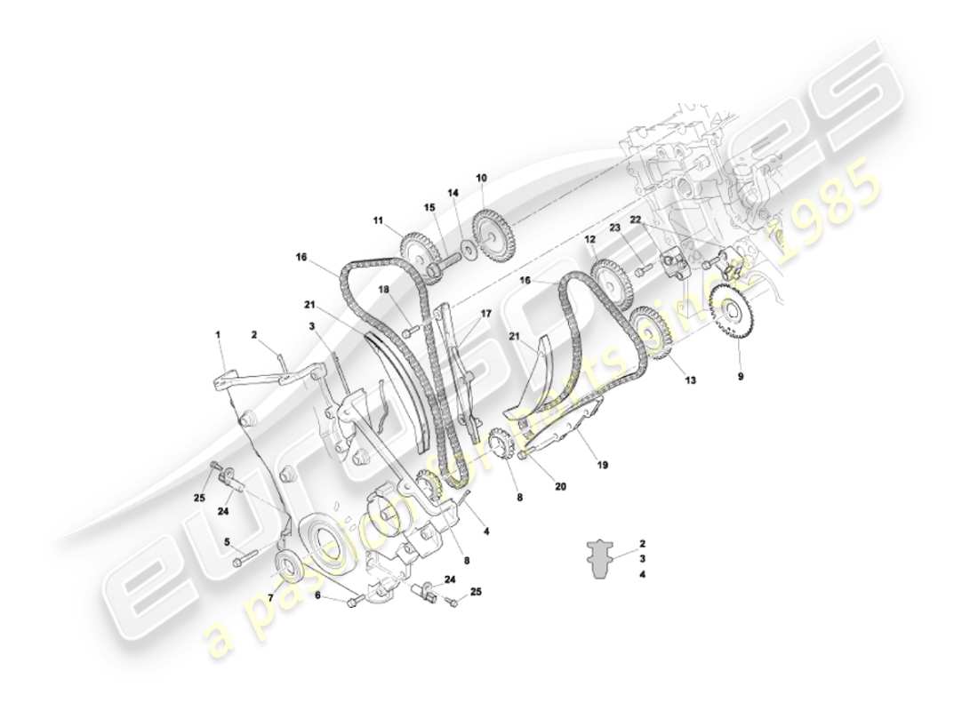 aston martin vanquish (2006) front cover, chains & sprockets part diagram