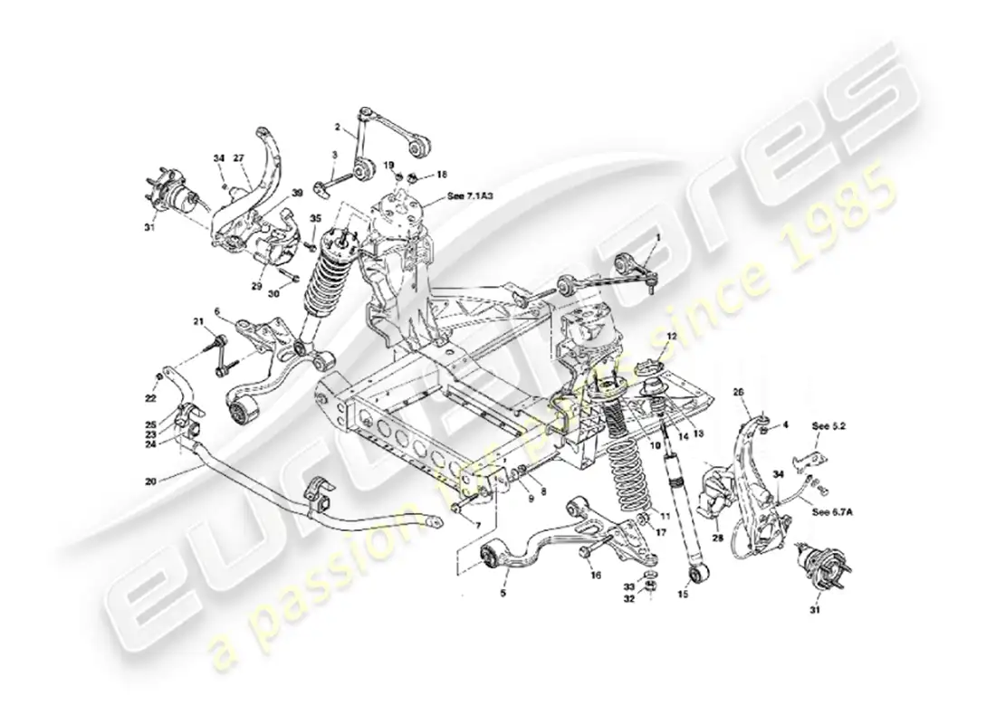 aston martin vanquish (2002) front suspension parts diagram