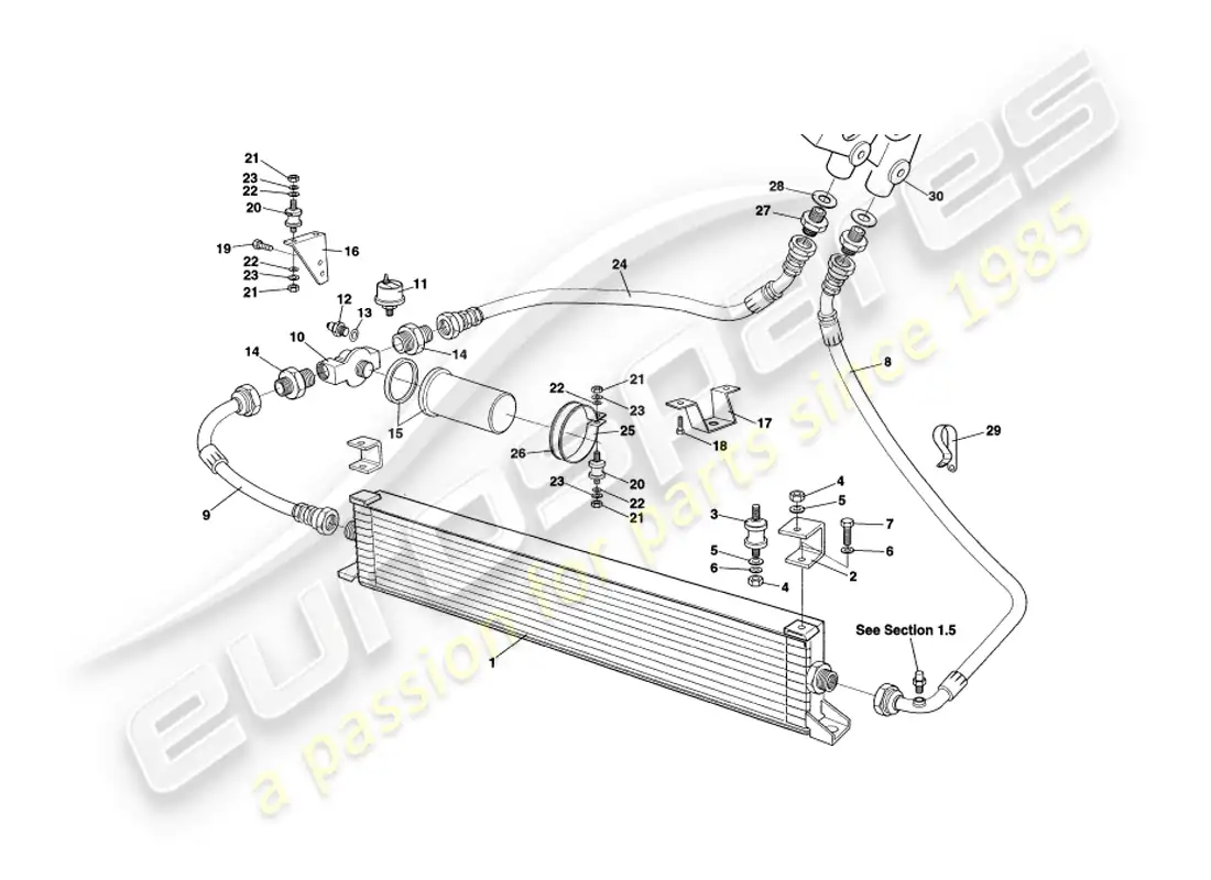 aston martin v8 coupe (2000) oil cooling system parts diagram