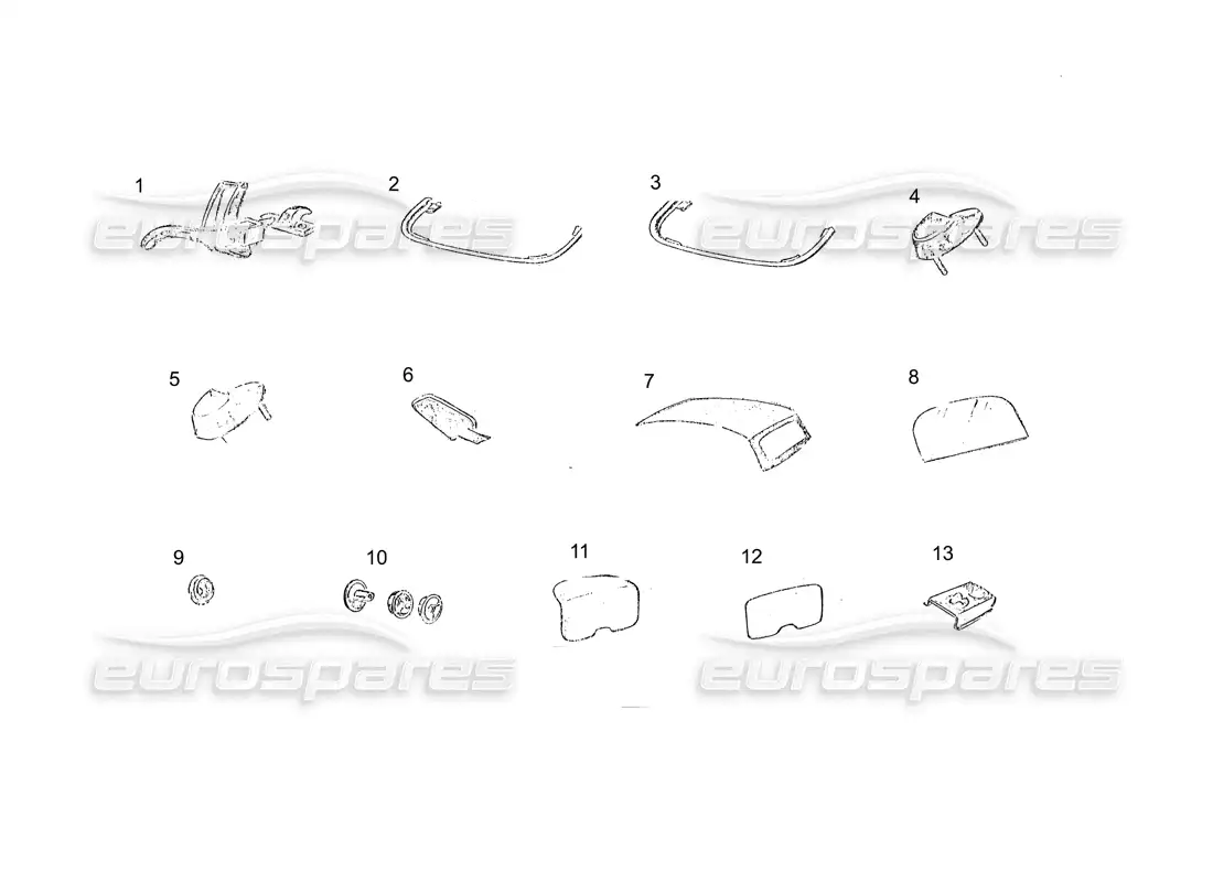 ferrari 250 gt (coachwork) cabriolet hood (continued) parts diagram