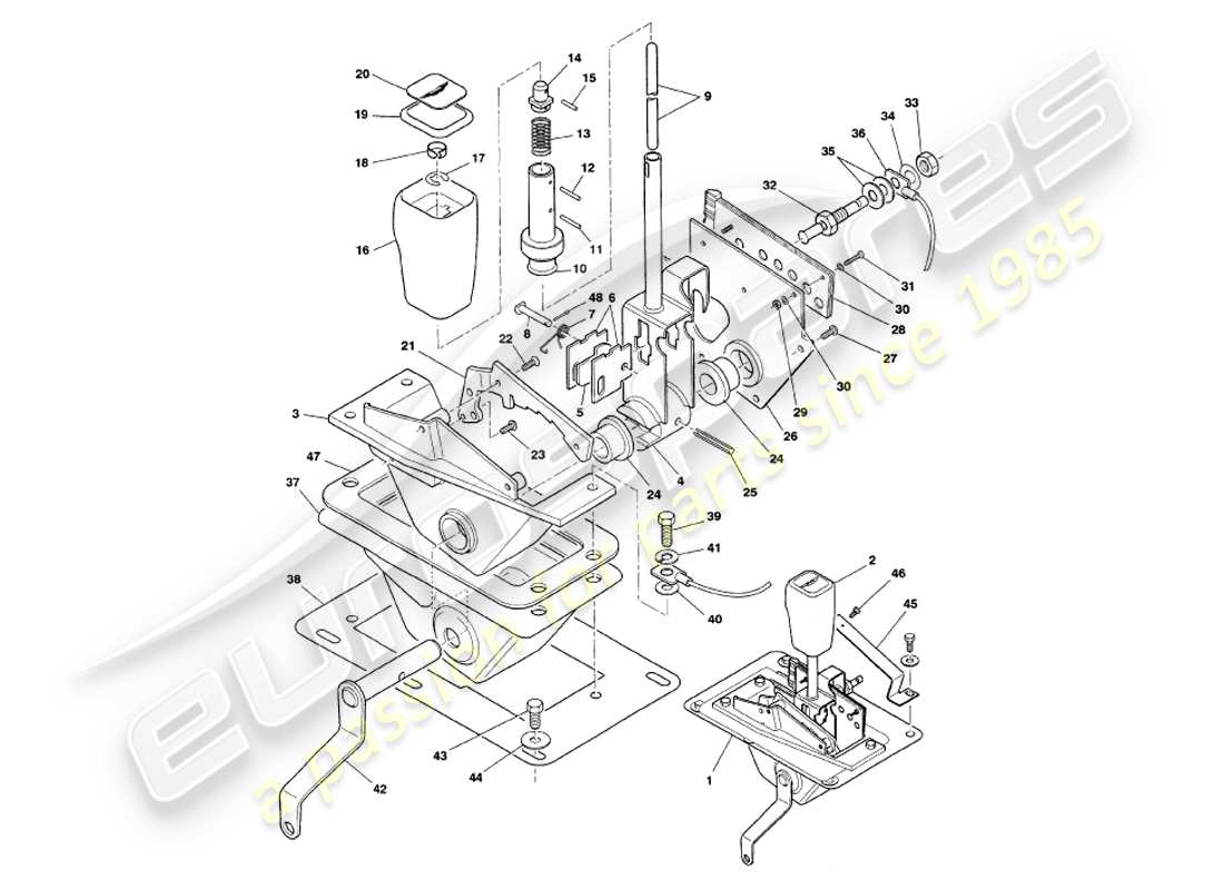 aston martin v8 volante (1999) gear selector part diagram