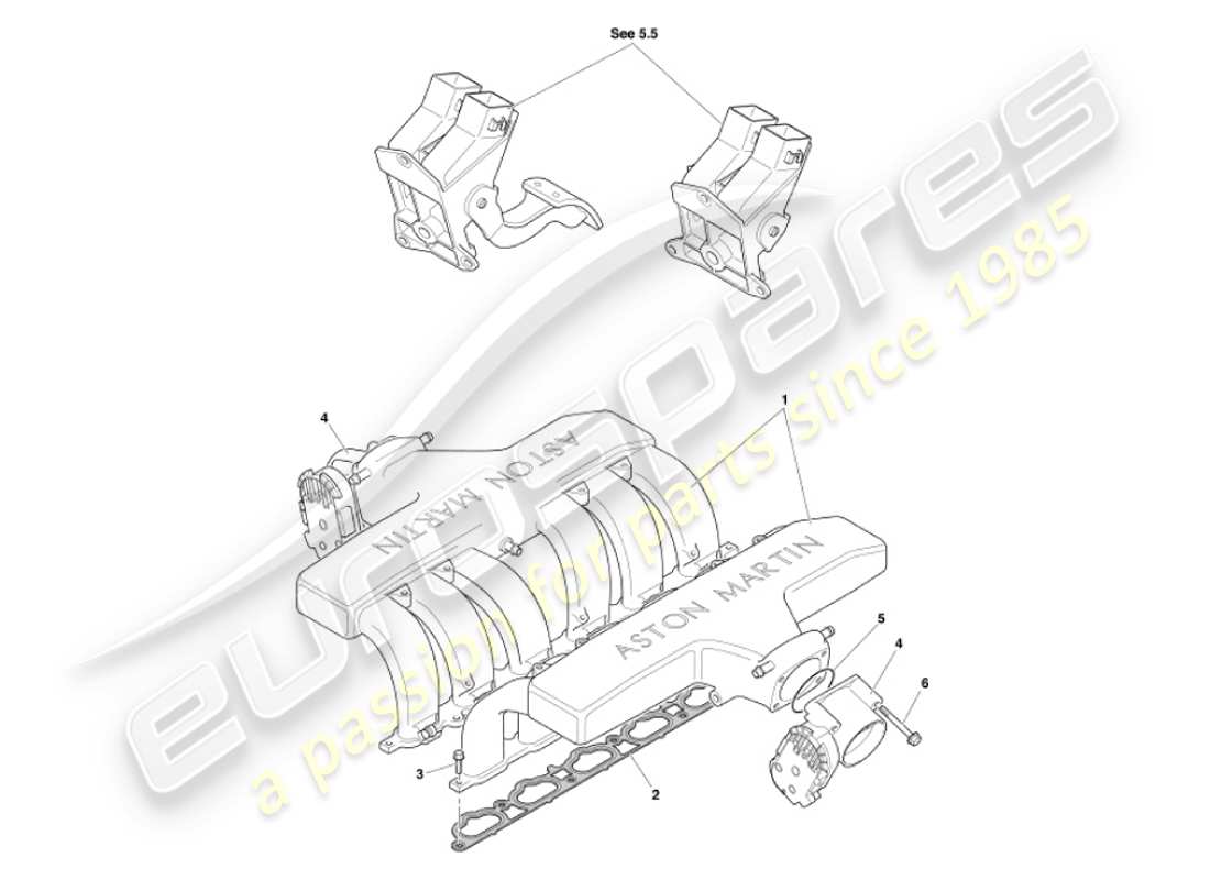 aston martin vanquish (2001) intake manifolds & throttles parts diagram