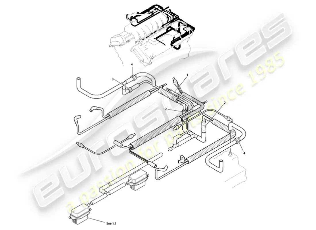 aston martin vanquish (2001) vacuum system, engine parts diagram