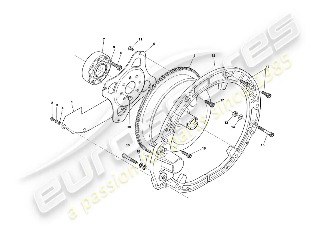 aston martin v8 coupe (1999) torque convertor parts diagram