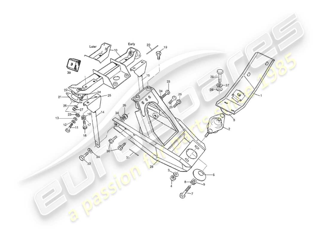 aston martin v8 virage (2000) hypoid mounting part diagram