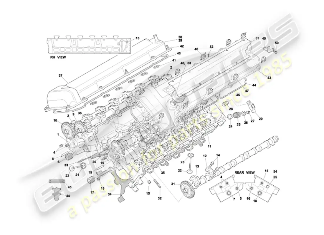 aston martin vanquish (2007) cylinder heads parts diagram