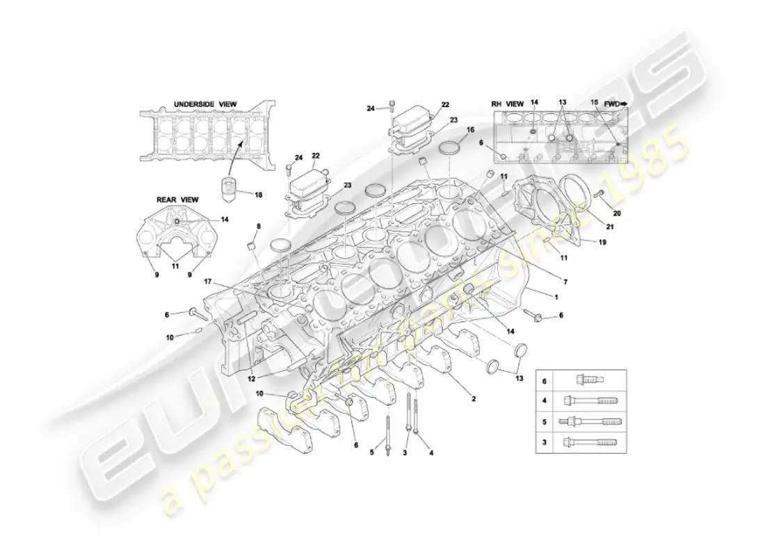 aston martin vanquish (2006) cylinder block parts diagram
