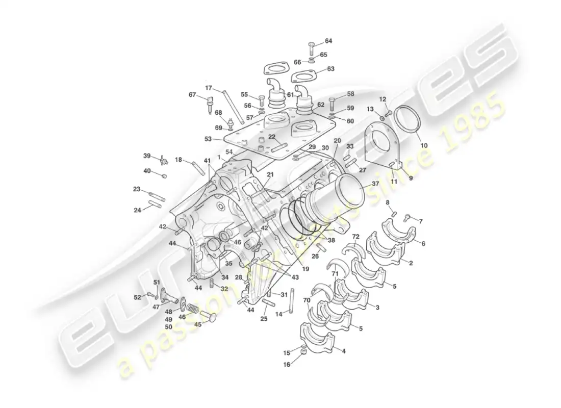 aston martin v8 virage (2000) cylinder block parts diagram