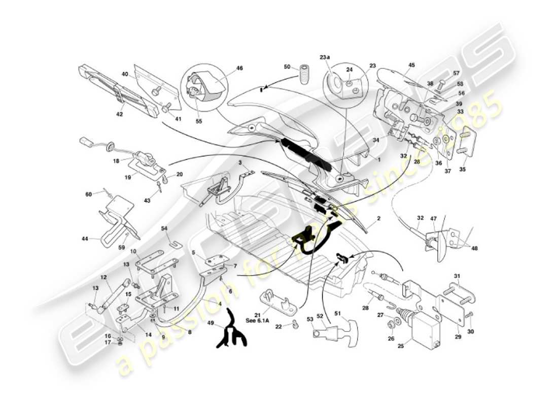 aston martin vanquish (2007) trunk lid part diagram
