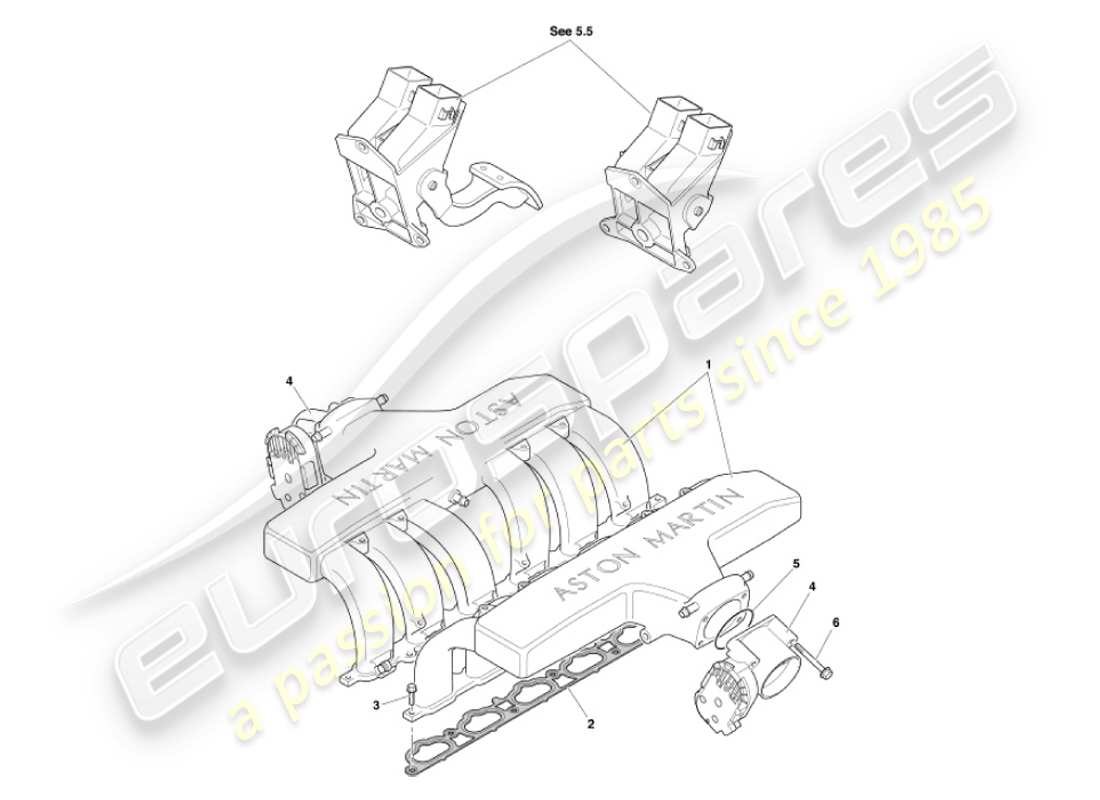 aston martin vanquish (2007) intake manifolds & throttles part diagram