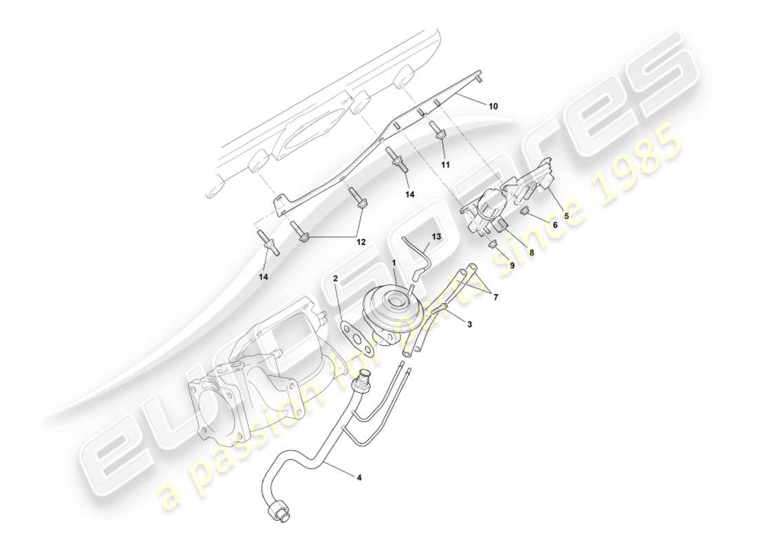 aston martin db7 vantage (2001) egr, dpfe & evr systems part diagram