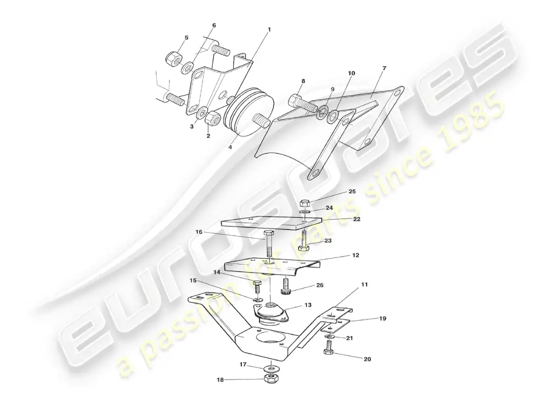 aston martin v8 virage (1999) engine mountings parts diagram