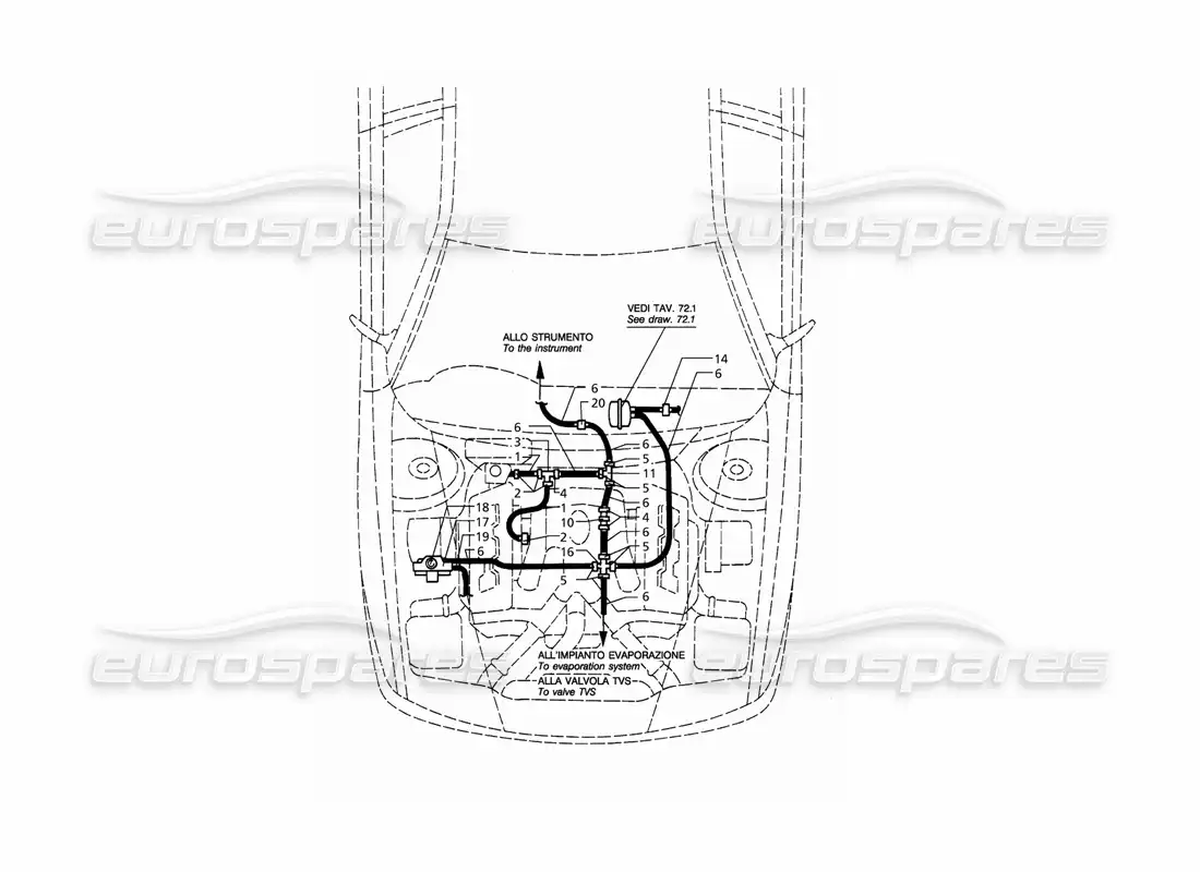 maserati qtp. 3.2 v8 (1999) vacuum sustem (rh drive) parts diagram