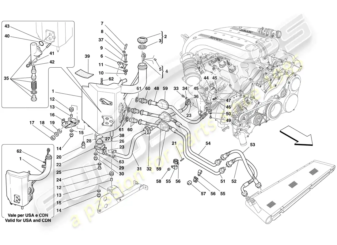 ferrari 599 gto (usa) lubrication system - tank parts diagram