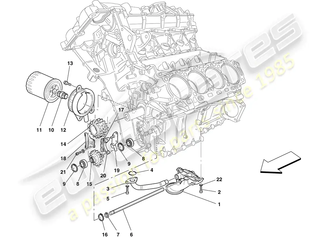 ferrari california (usa) lubrication: pump and filter parts diagram