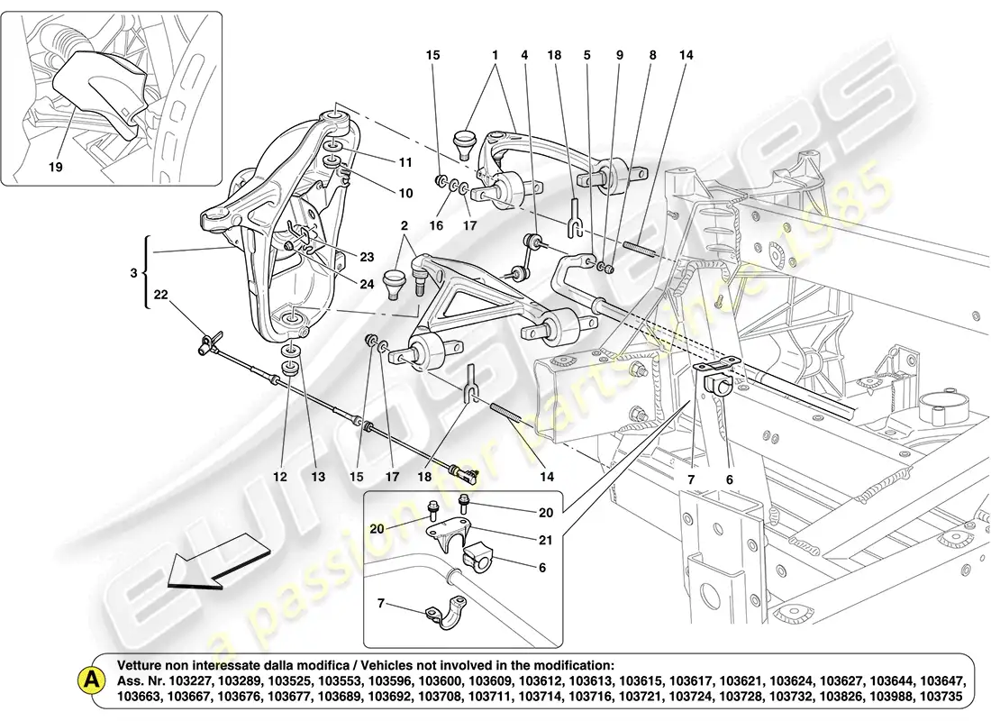 ferrari california (rhd) front suspension parts diagram
