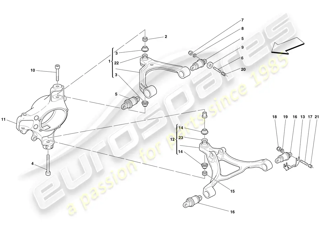 ferrari f430 spider (usa) front suspension - arms parts diagram