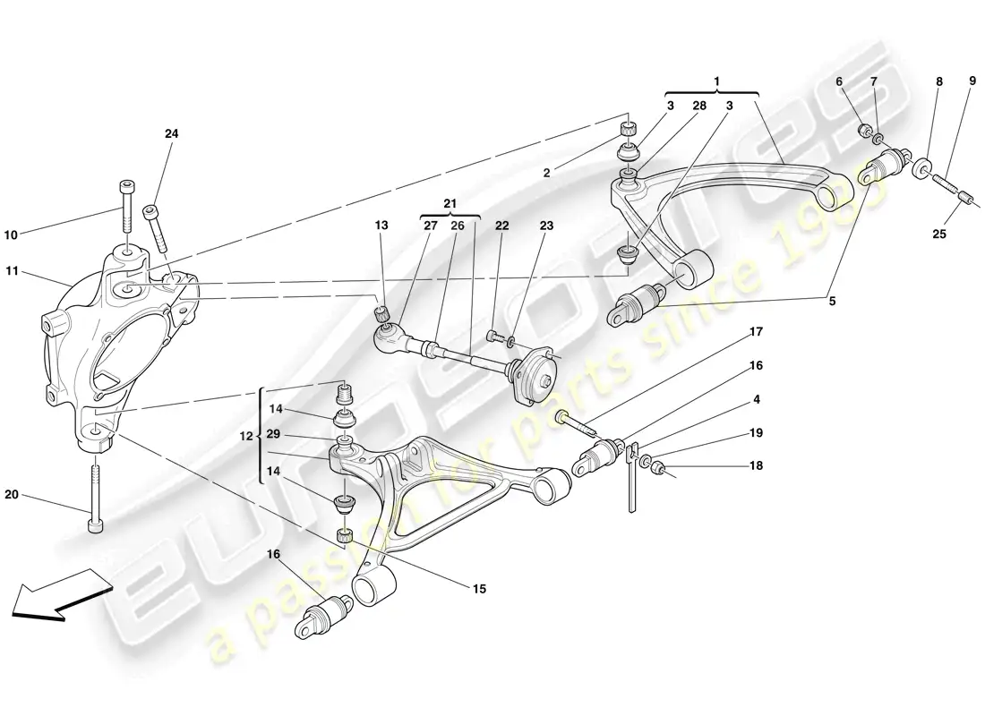 ferrari f430 spider (usa) rear suspension - arms parts diagram