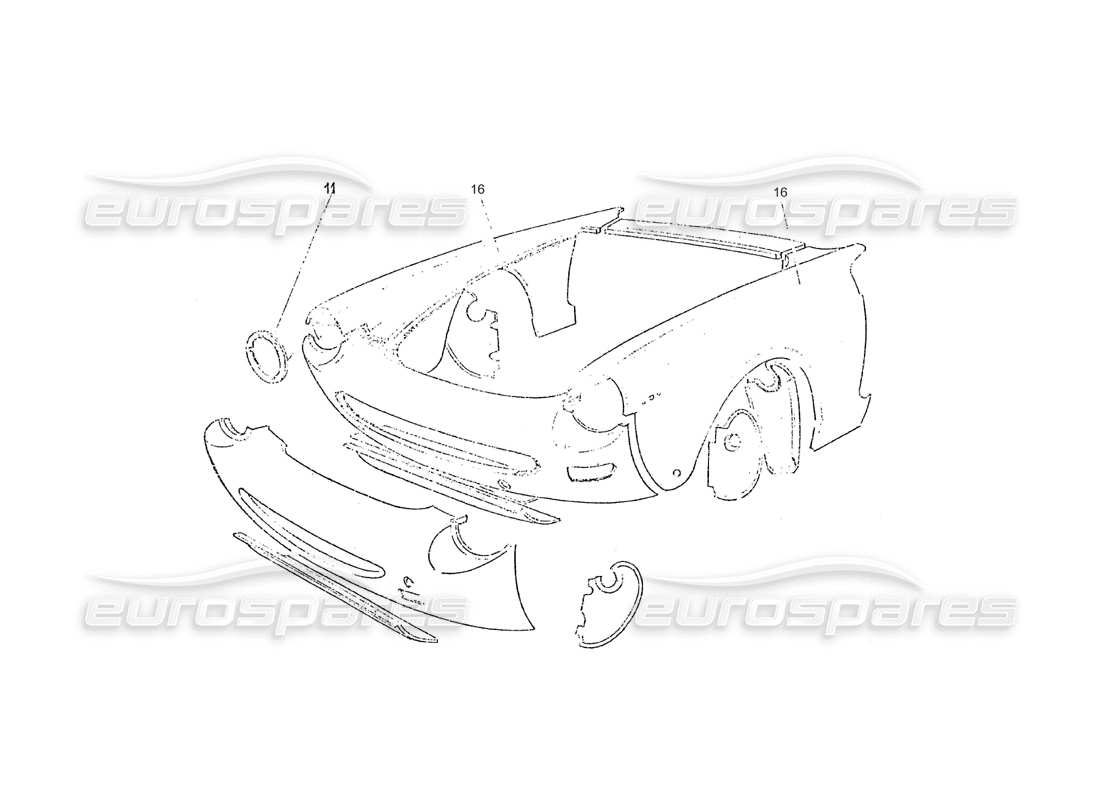 ferrari 275 (pininfarina coachwork) gruppo rivestinento anteriore part diagram